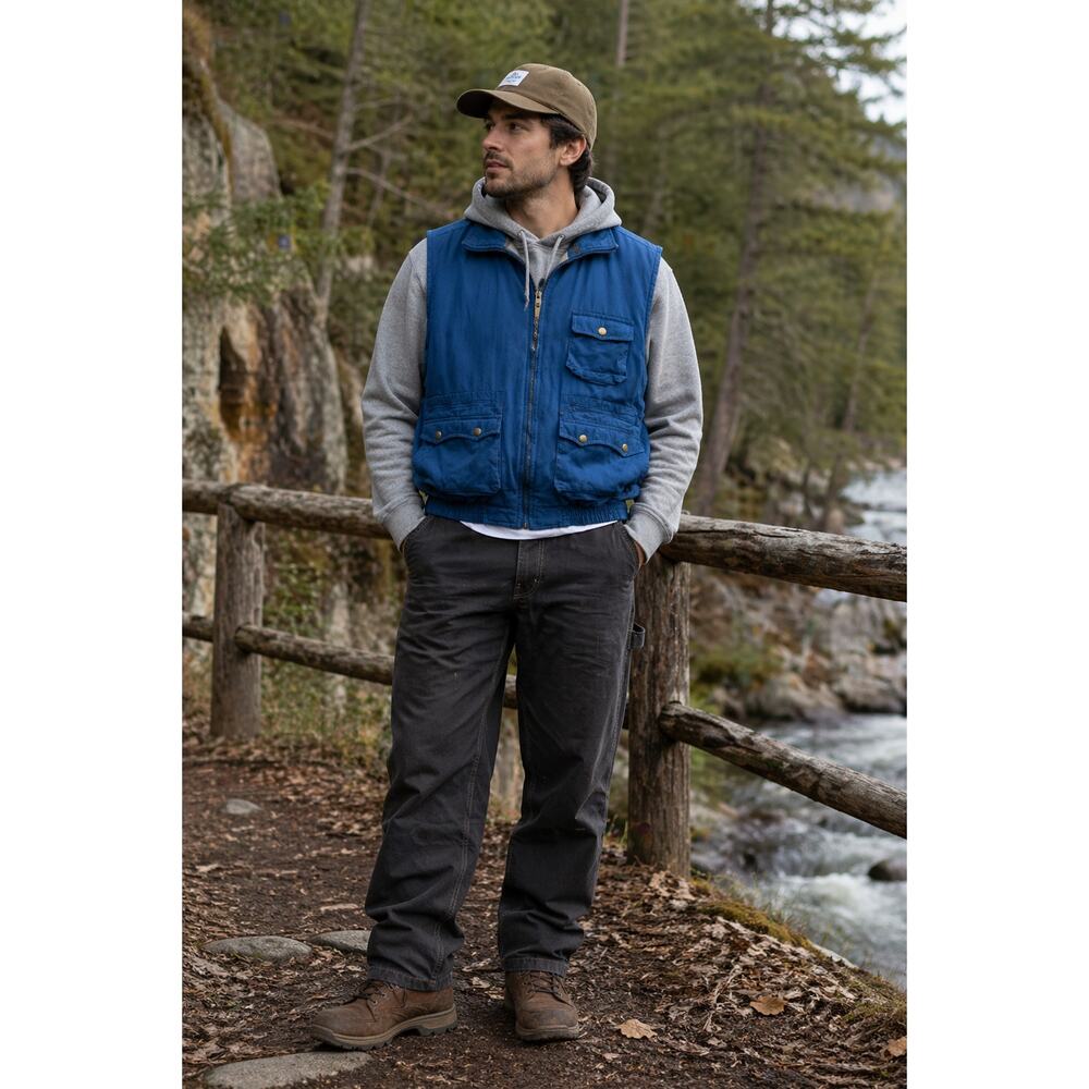 Vintage 90s Ozark Trail Utility Vest Blue Cotton Gorpcore Workwear Outdoor Large